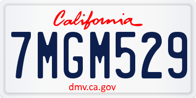 CA license plate 7MGM529