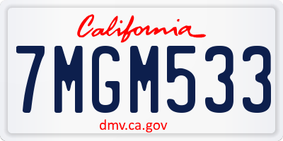 CA license plate 7MGM533