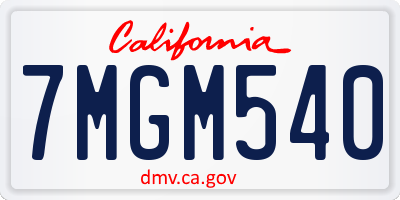 CA license plate 7MGM540