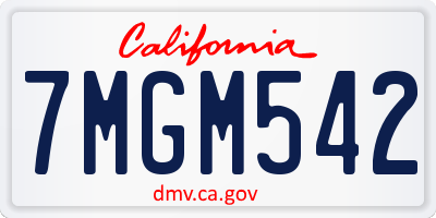 CA license plate 7MGM542