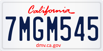 CA license plate 7MGM545