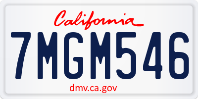 CA license plate 7MGM546