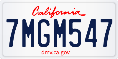 CA license plate 7MGM547