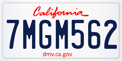 CA license plate 7MGM562