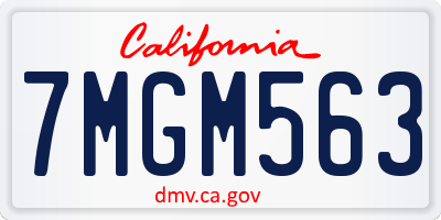 CA license plate 7MGM563
