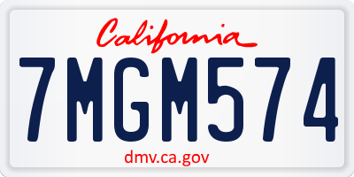 CA license plate 7MGM574