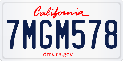 CA license plate 7MGM578