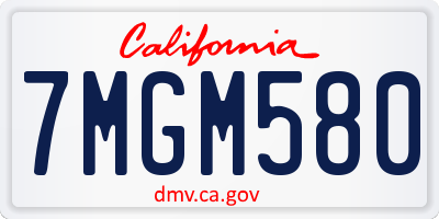 CA license plate 7MGM580