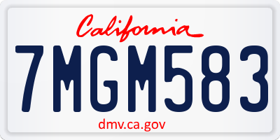 CA license plate 7MGM583
