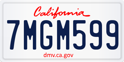 CA license plate 7MGM599