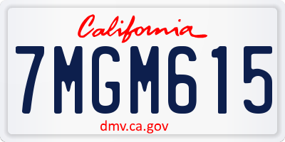 CA license plate 7MGM615