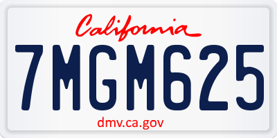 CA license plate 7MGM625