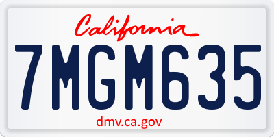 CA license plate 7MGM635