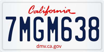 CA license plate 7MGM638