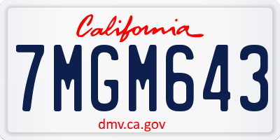 CA license plate 7MGM643