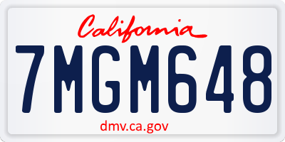 CA license plate 7MGM648