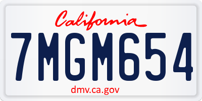 CA license plate 7MGM654