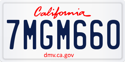 CA license plate 7MGM660