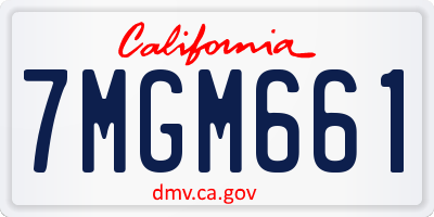 CA license plate 7MGM661