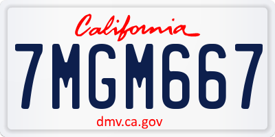 CA license plate 7MGM667