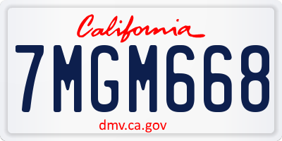 CA license plate 7MGM668