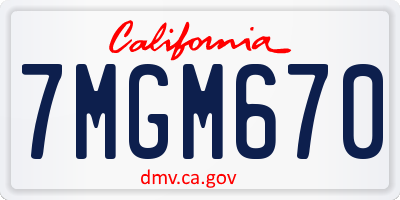 CA license plate 7MGM670