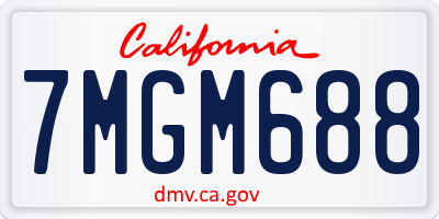 CA license plate 7MGM688