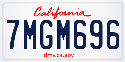 CA license plate 7MGM696