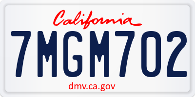 CA license plate 7MGM702