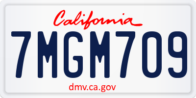 CA license plate 7MGM709