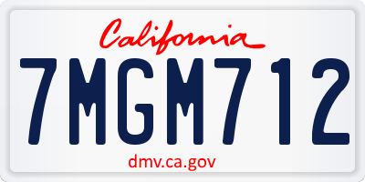 CA license plate 7MGM712