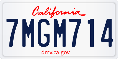 CA license plate 7MGM714