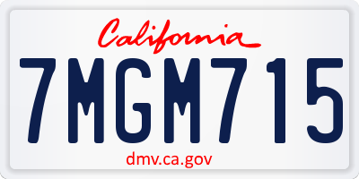 CA license plate 7MGM715