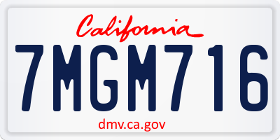 CA license plate 7MGM716