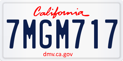 CA license plate 7MGM717