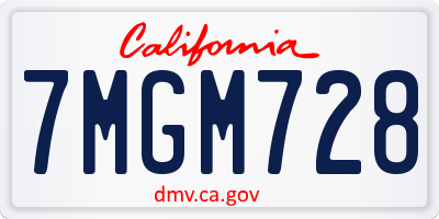 CA license plate 7MGM728