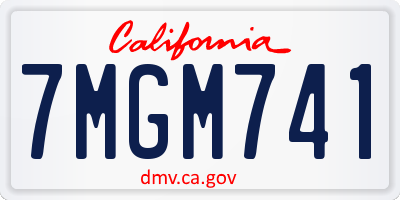 CA license plate 7MGM741
