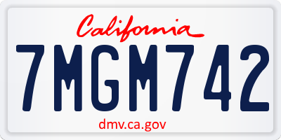CA license plate 7MGM742