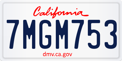 CA license plate 7MGM753
