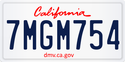 CA license plate 7MGM754