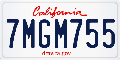 CA license plate 7MGM755