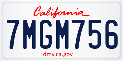 CA license plate 7MGM756