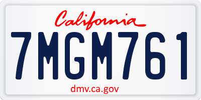 CA license plate 7MGM761