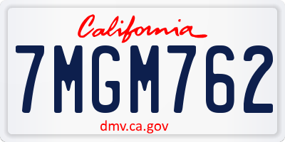 CA license plate 7MGM762