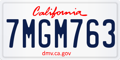 CA license plate 7MGM763