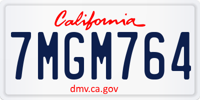 CA license plate 7MGM764