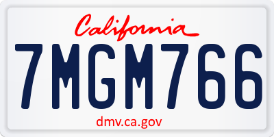CA license plate 7MGM766