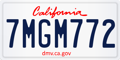 CA license plate 7MGM772