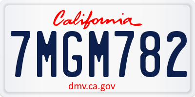 CA license plate 7MGM782