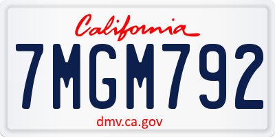 CA license plate 7MGM792